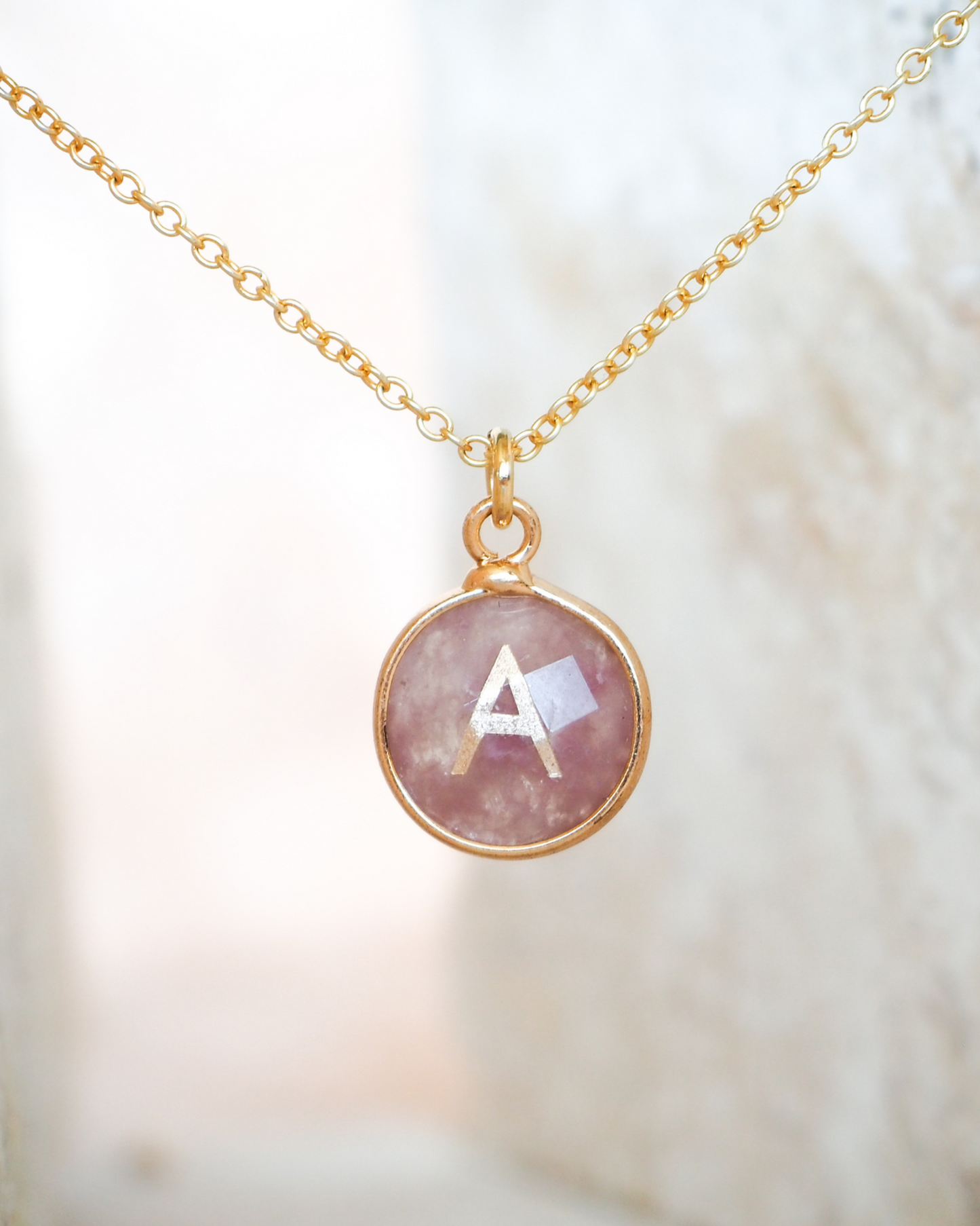 Personalized Natural Crystal Initial Necklace - Custom Elegance with Natural Gemstones