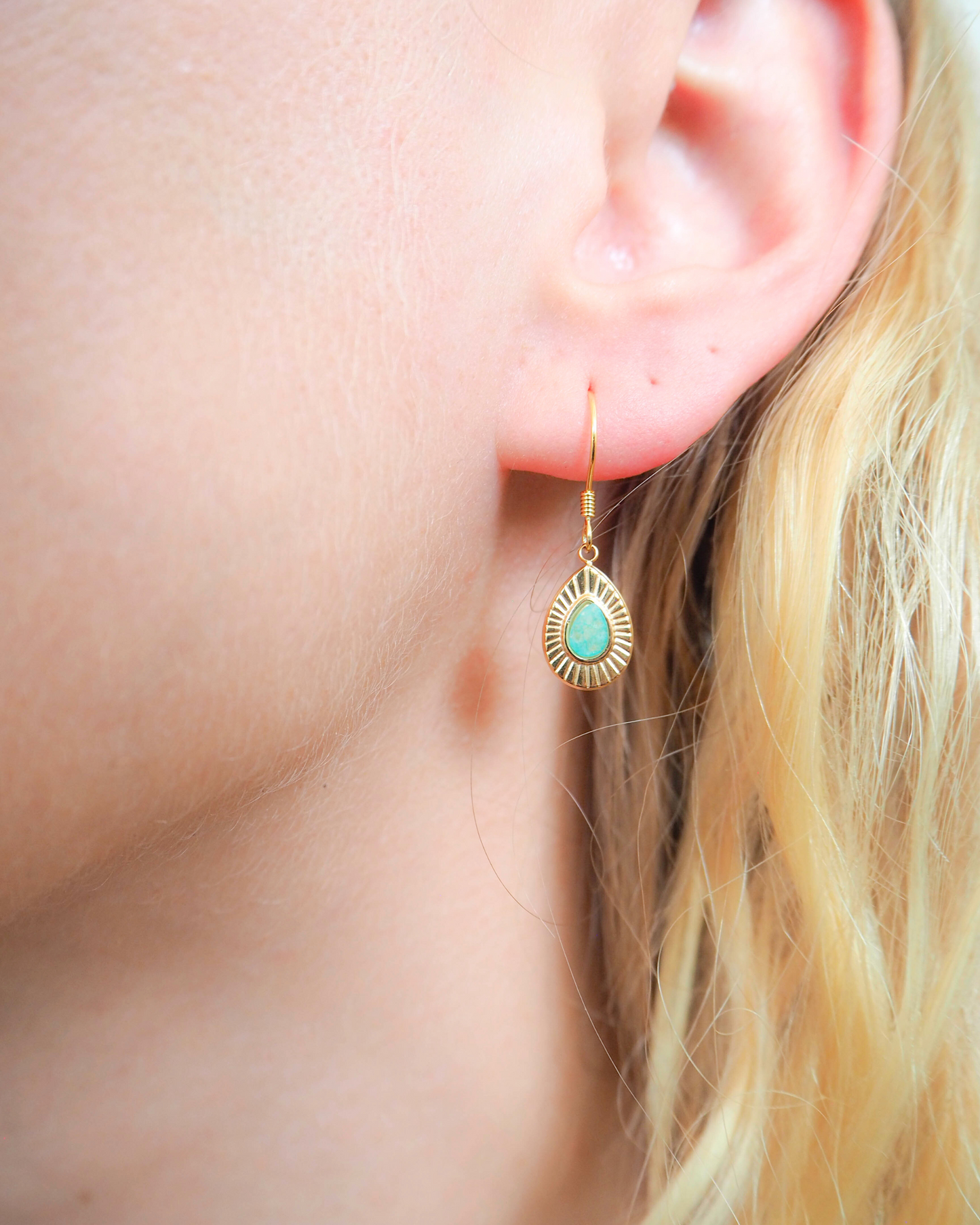 Turquoise Gold-Plated Sterling Silver Earrings – Enhance Your Style with Calming Charm