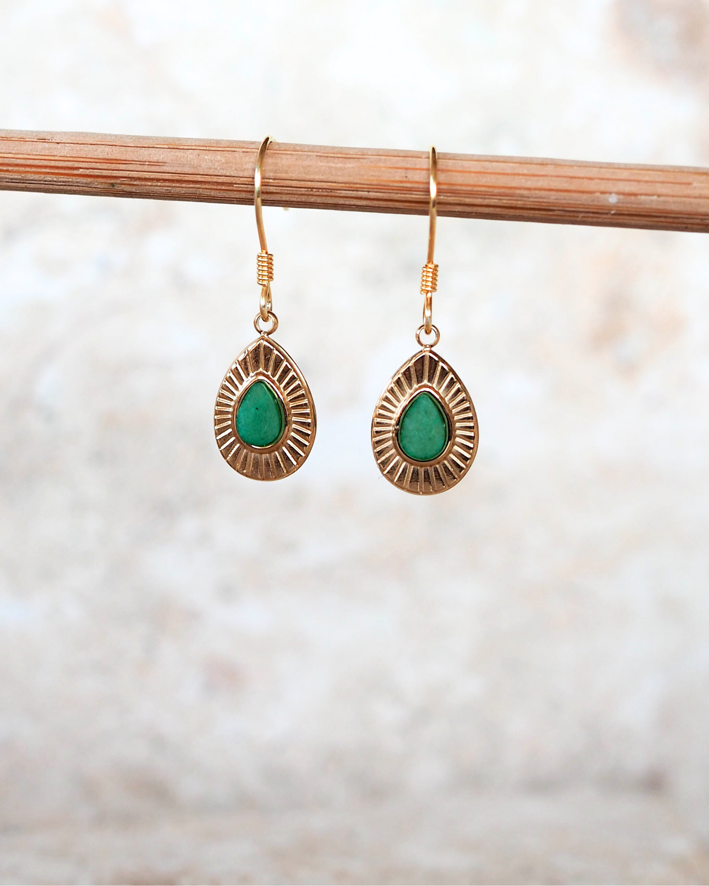 African Jade Gold-Plated Sterling Silver Earrings – Embrace Tranquility and Strength