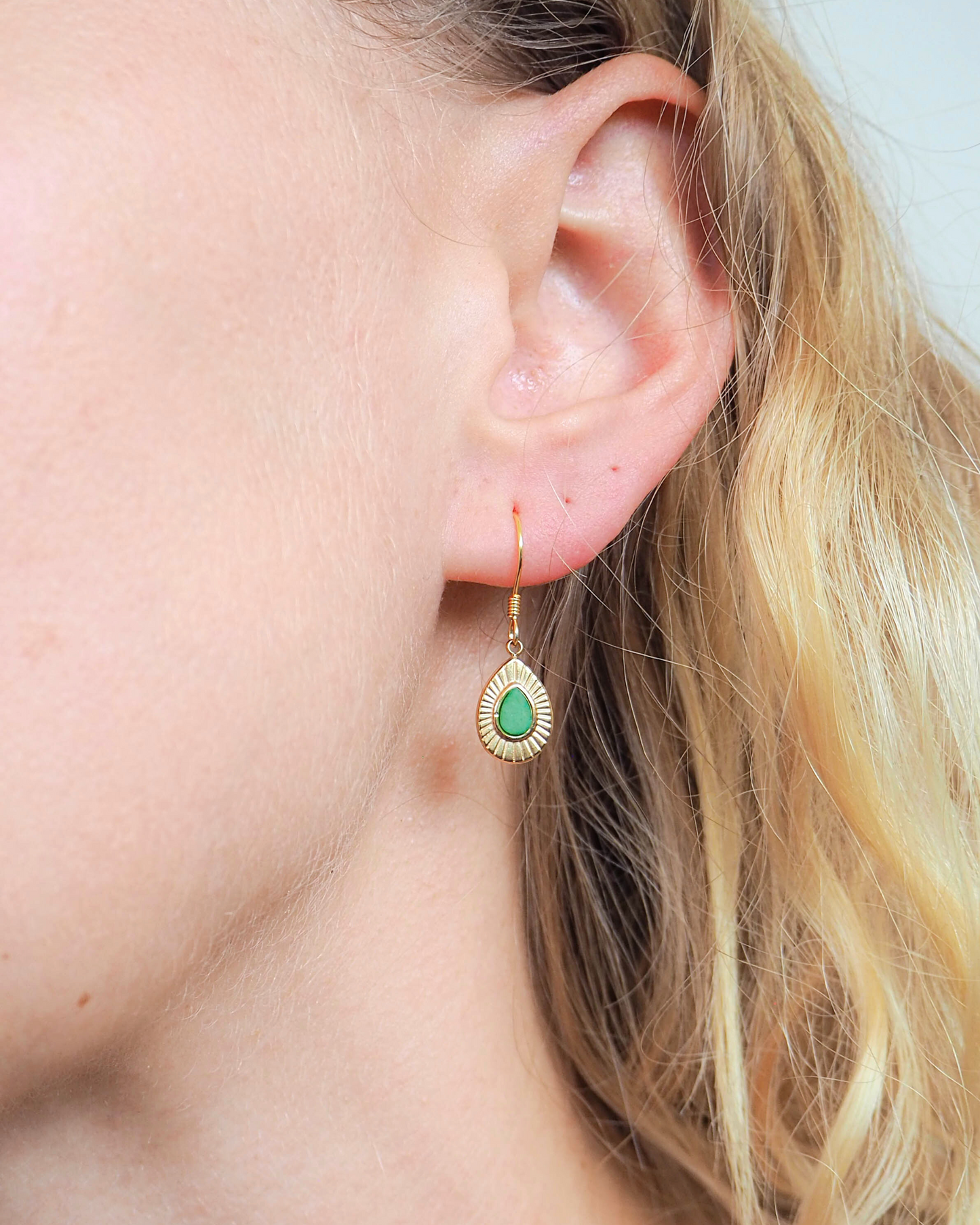 African Jade Gold-Plated Sterling Silver Earrings – Embrace Tranquility and Strength