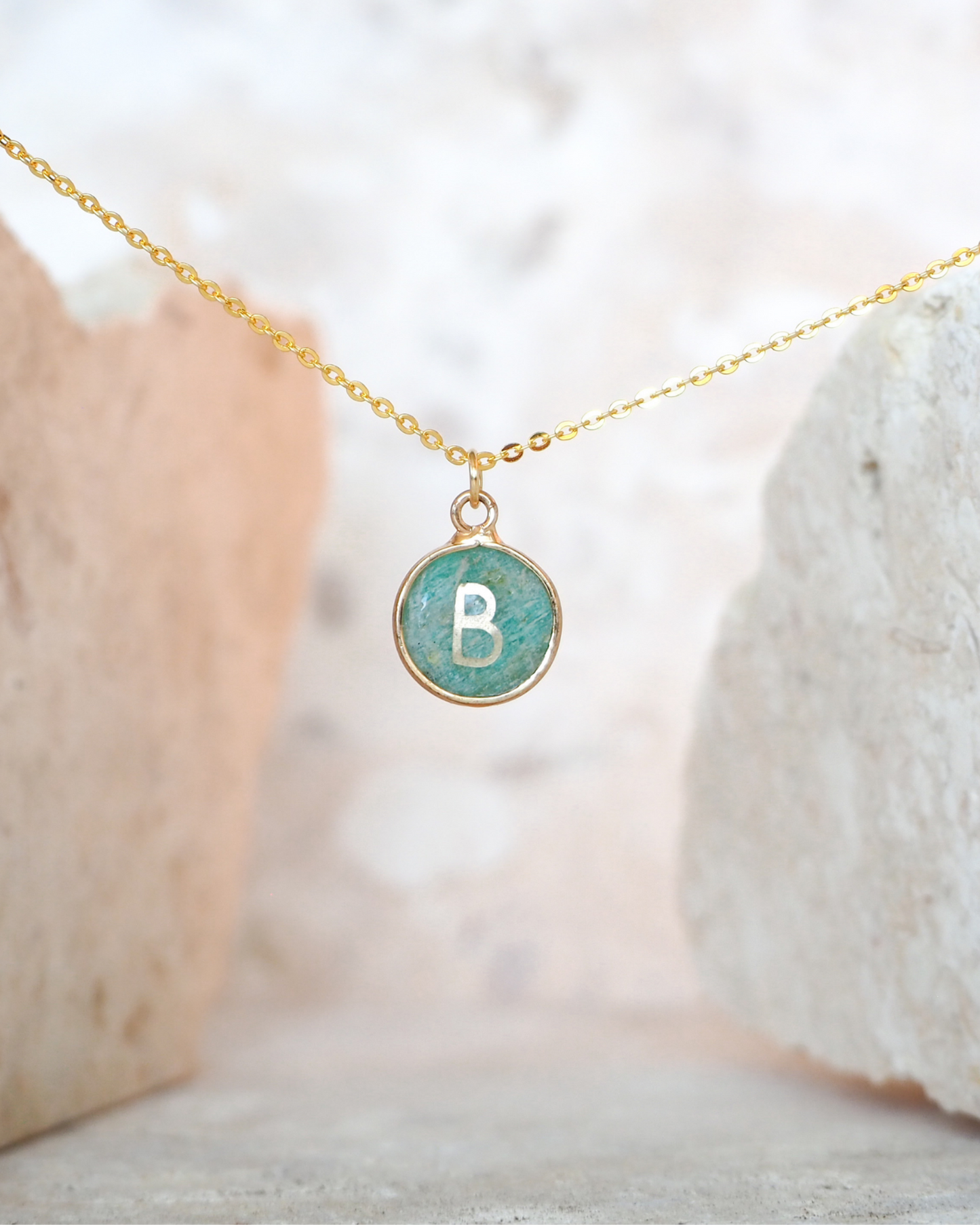 Amazonite Personalized Initial Necklace – Cultivate Balance and Harmony with a Personal Touch