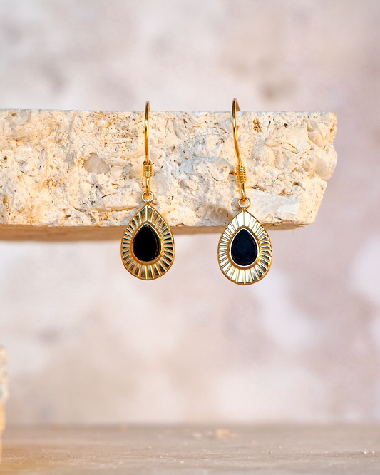 Black Onyx Gold-Plated Sterling Silver Earrings – Embrace Grounding Confidence