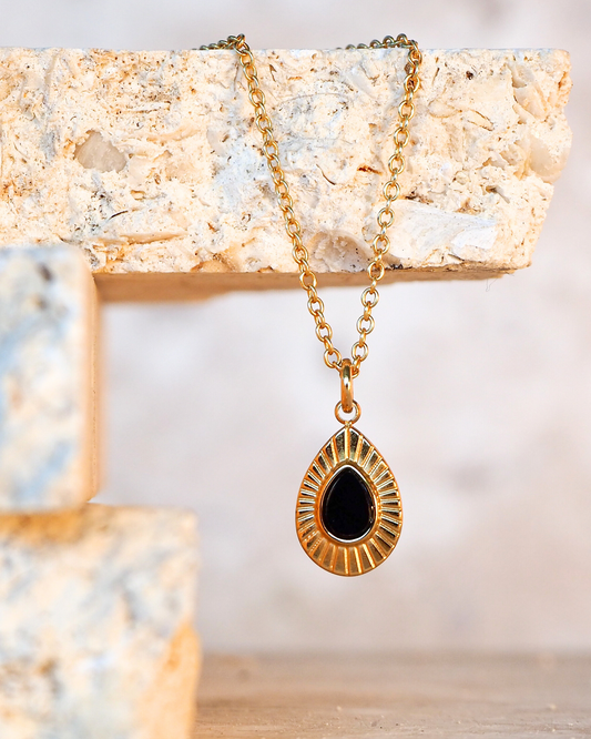 Black Onyx Gold-Plated Sterling Silver Necklace – Harness Strength with a Touch of Luxury