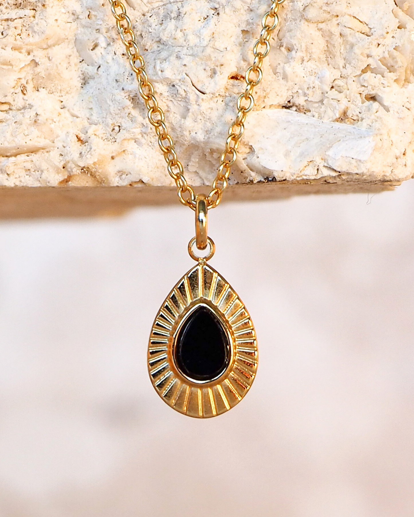 Black Onyx Gold-Plated Sterling Silver Necklace – Harness Strength with a Touch of Luxury