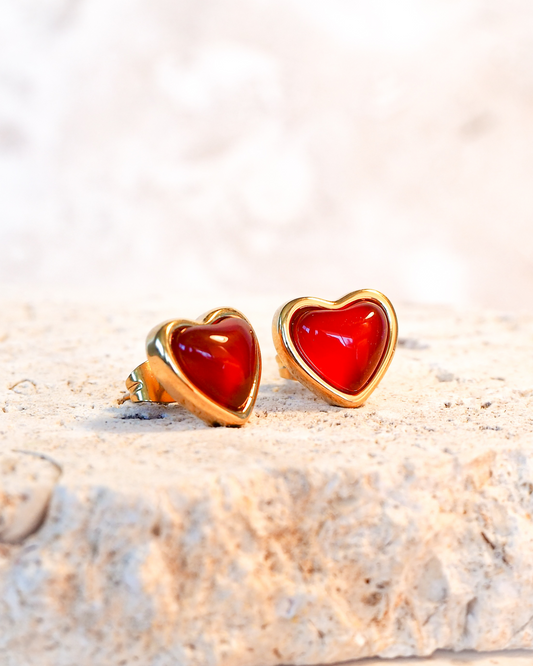 Carnelian Heart Earrings – Ignite Passion and Empowerment