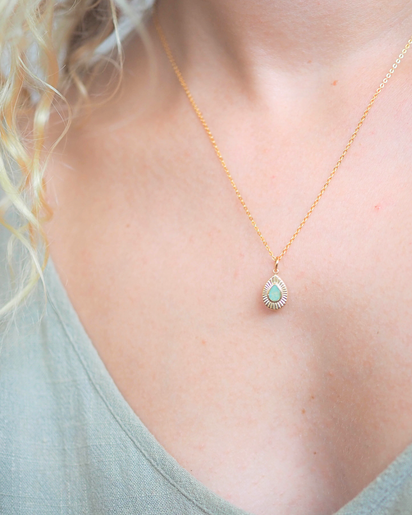 Turquoise Gold-Plated Sterling Silver Necklace – Infuse Your Style with Serenity and Elegance